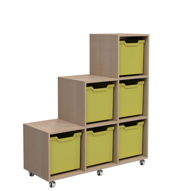 Стелаж мобільний двосторонній на 6 комірок, АНШАР ГРУП (62529), 1040х400х1178 мм, з 6-ма пластиковими лотками розміру 312х377х300 мм